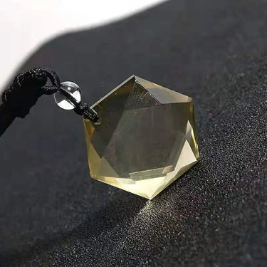 Natural CITRINE Cubic Hexagram 'SUNSHINE & JOY ' Pendant Necklace